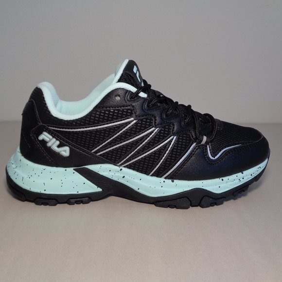 Fila Size 8 M QUADRIX Black / Aqua Trail Sneakers New Women's Shoes - Picture 2 of 16